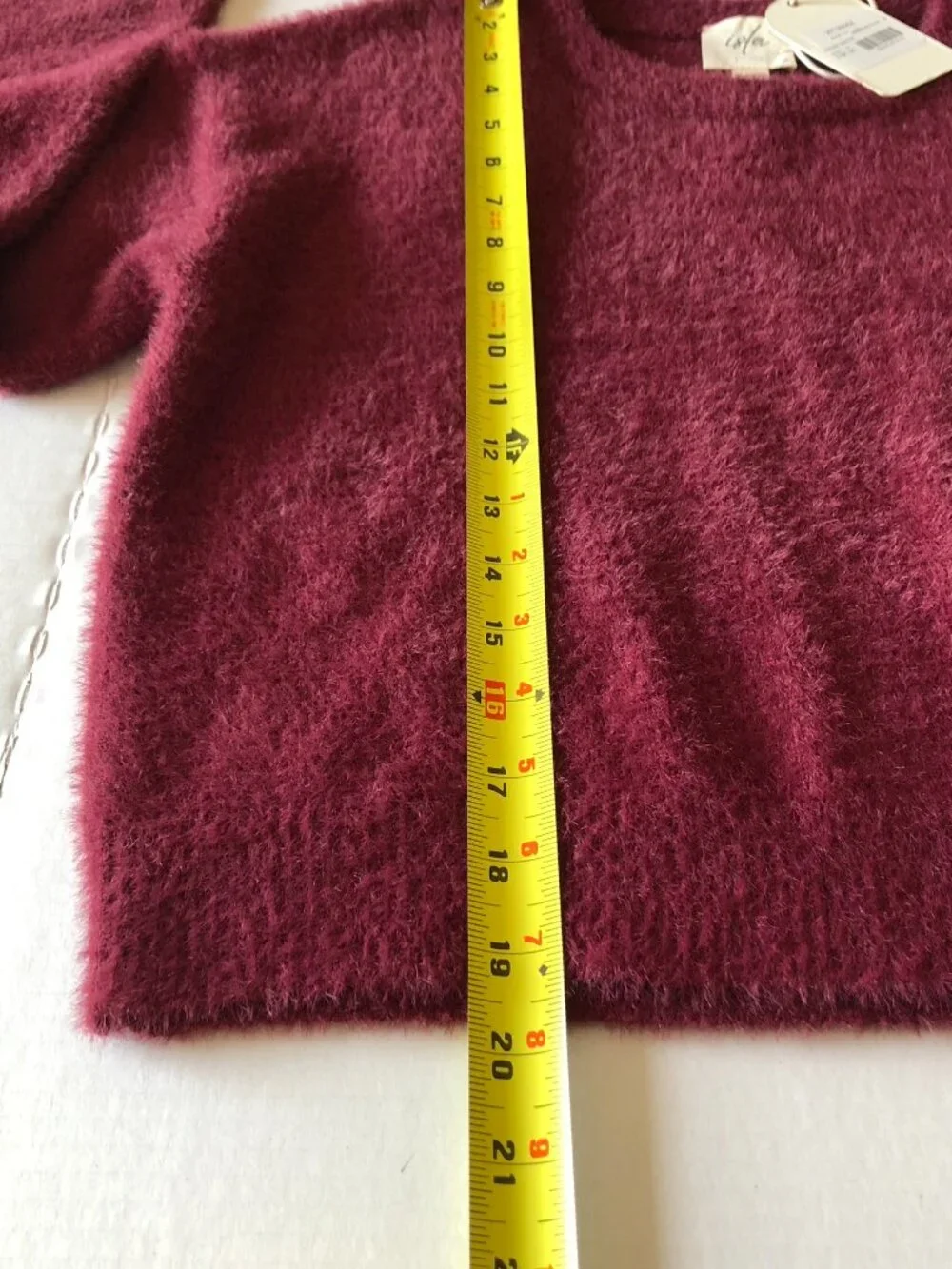 South Moon Under Isla Crew Neck Crop Sweater Fuzzy Pullover Burgundy Size M